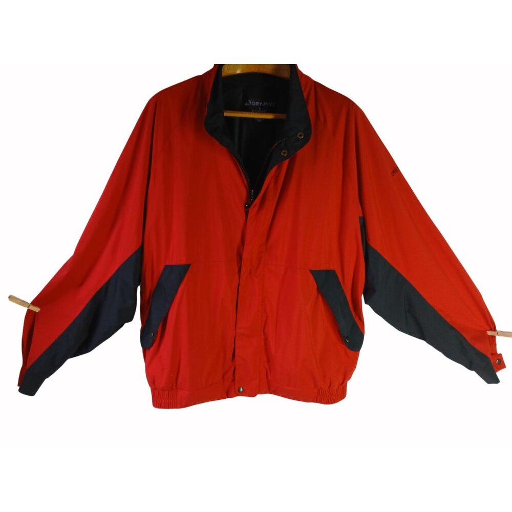 FootJoy DryJoys Red Black Waterproof Golf Jacket Size XL Full Zip Lined Pockets